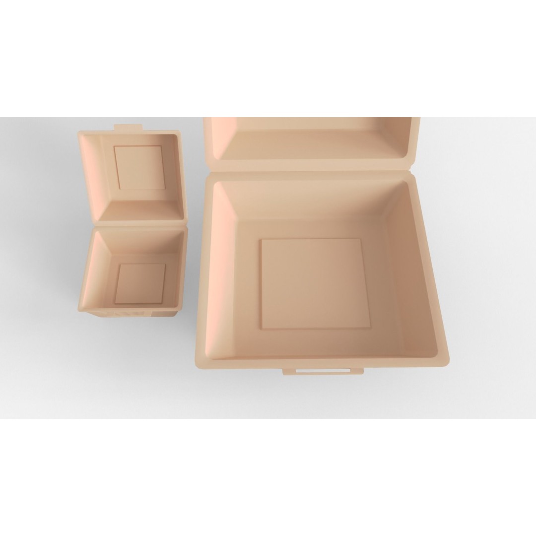 Biodegradable Food Containers 3D Model – Cardboard Box, PBR Textures, FBX - View 19