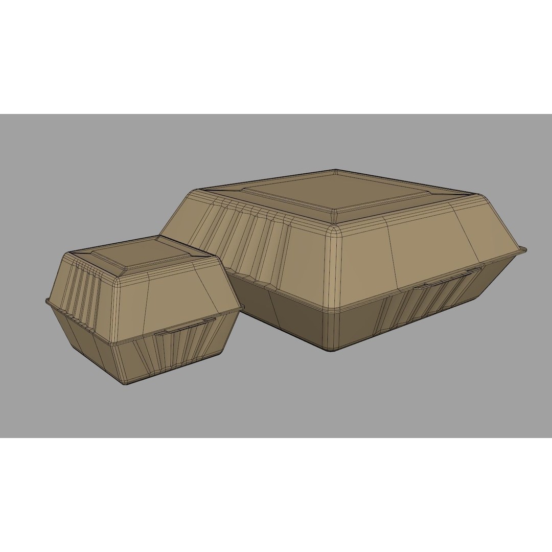 Biodegradable Food Containers 3D Model – Cardboard Box, PBR Textures, FBX - View 23