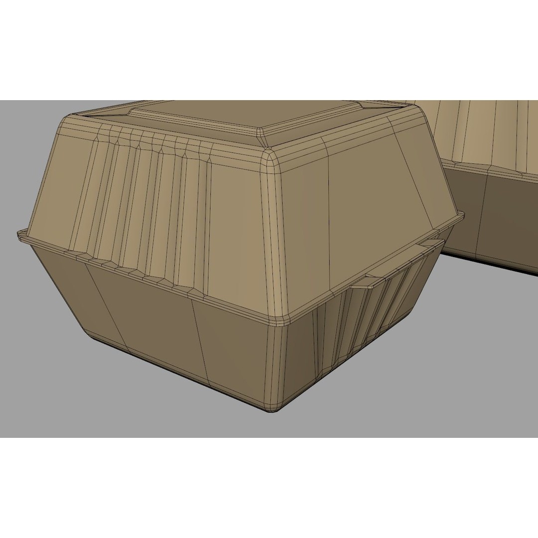 Biodegradable Food Containers 3D Model – Cardboard Box, PBR Textures, FBX - View 24