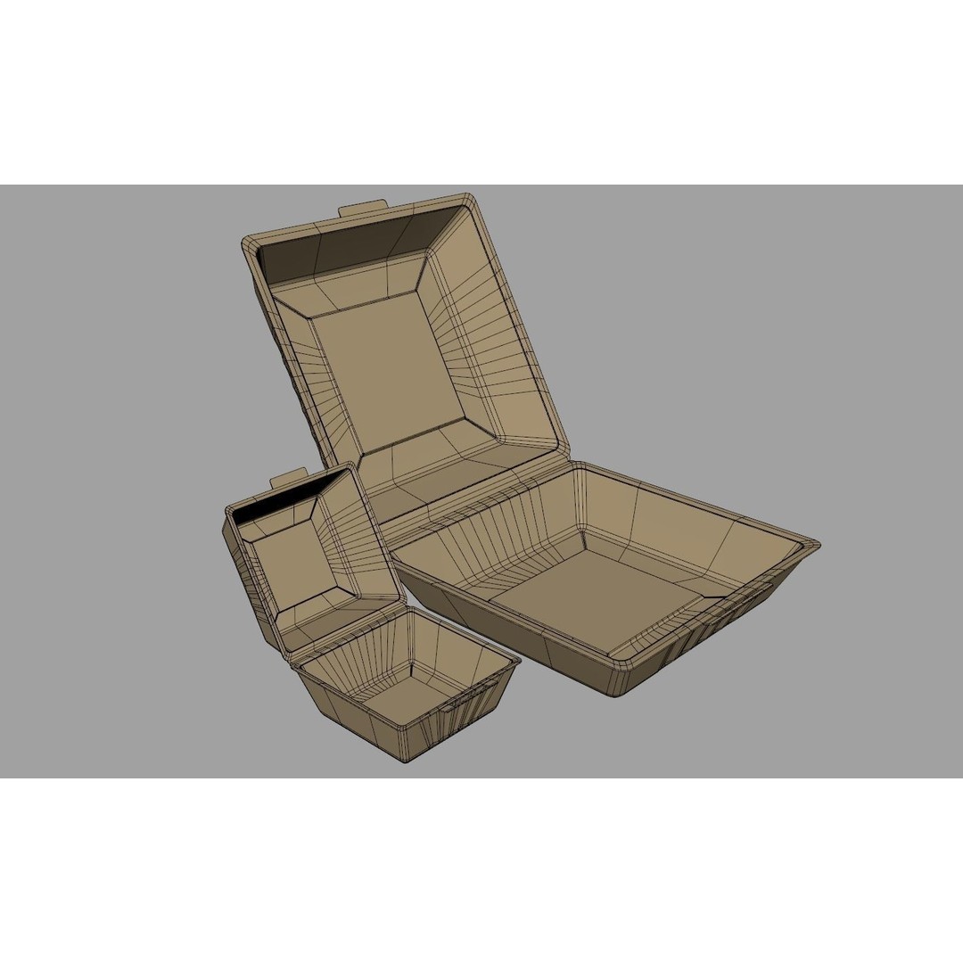 Biodegradable Food Containers 3D Model – Cardboard Box, PBR Textures, FBX - View 25