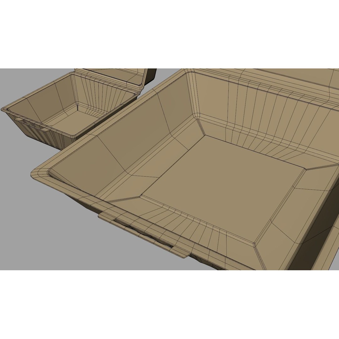 Biodegradable Food Containers 3D Model – Cardboard Box, PBR Textures, FBX - View 26