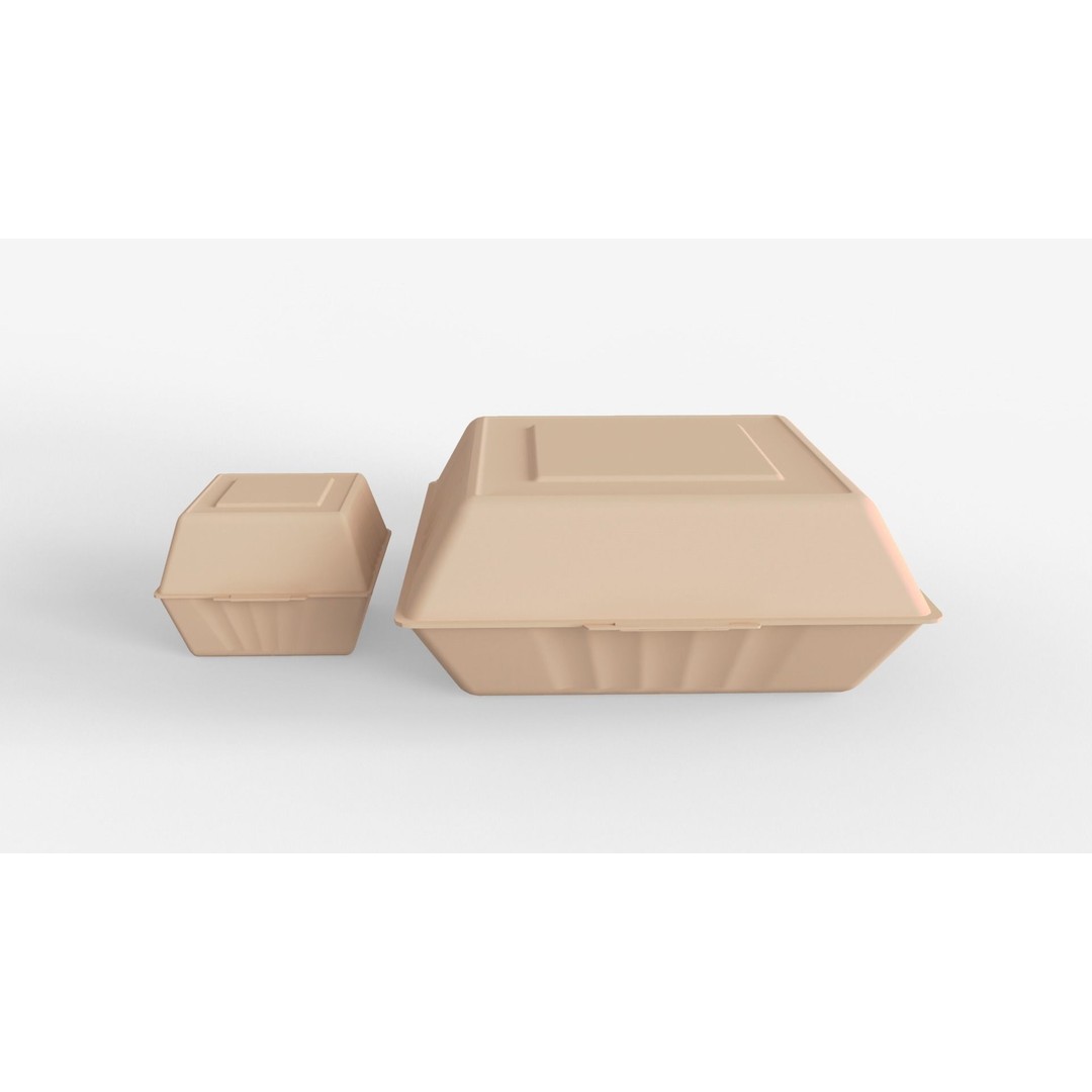 Biodegradable Food Containers 3D Model – Cardboard Box, PBR Textures, FBX - View 4