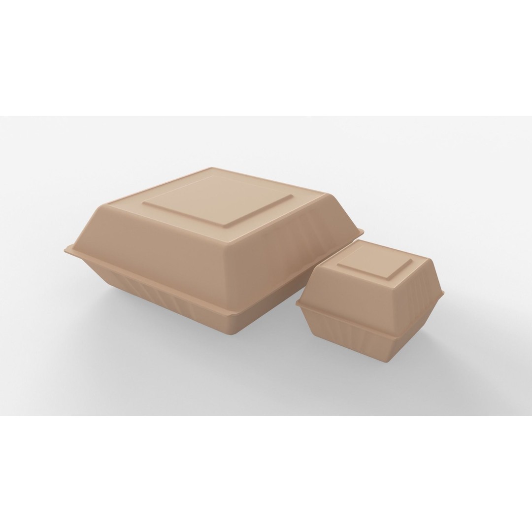 Biodegradable Food Containers 3D Model – Cardboard Box, PBR Textures, FBX - View 8