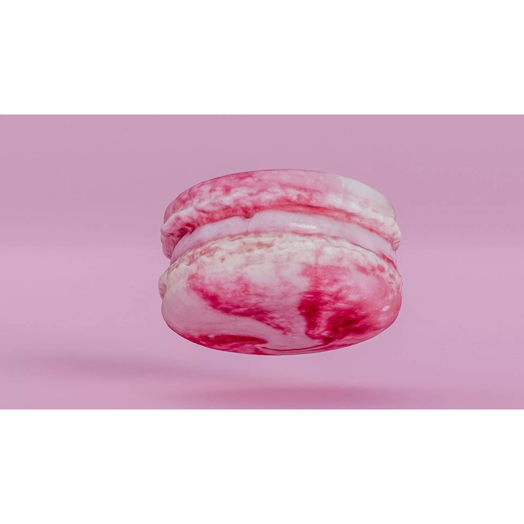 Pink Macaron 3D Model – Low Poly Photogrammetry PBR Asset, FBX - View 13