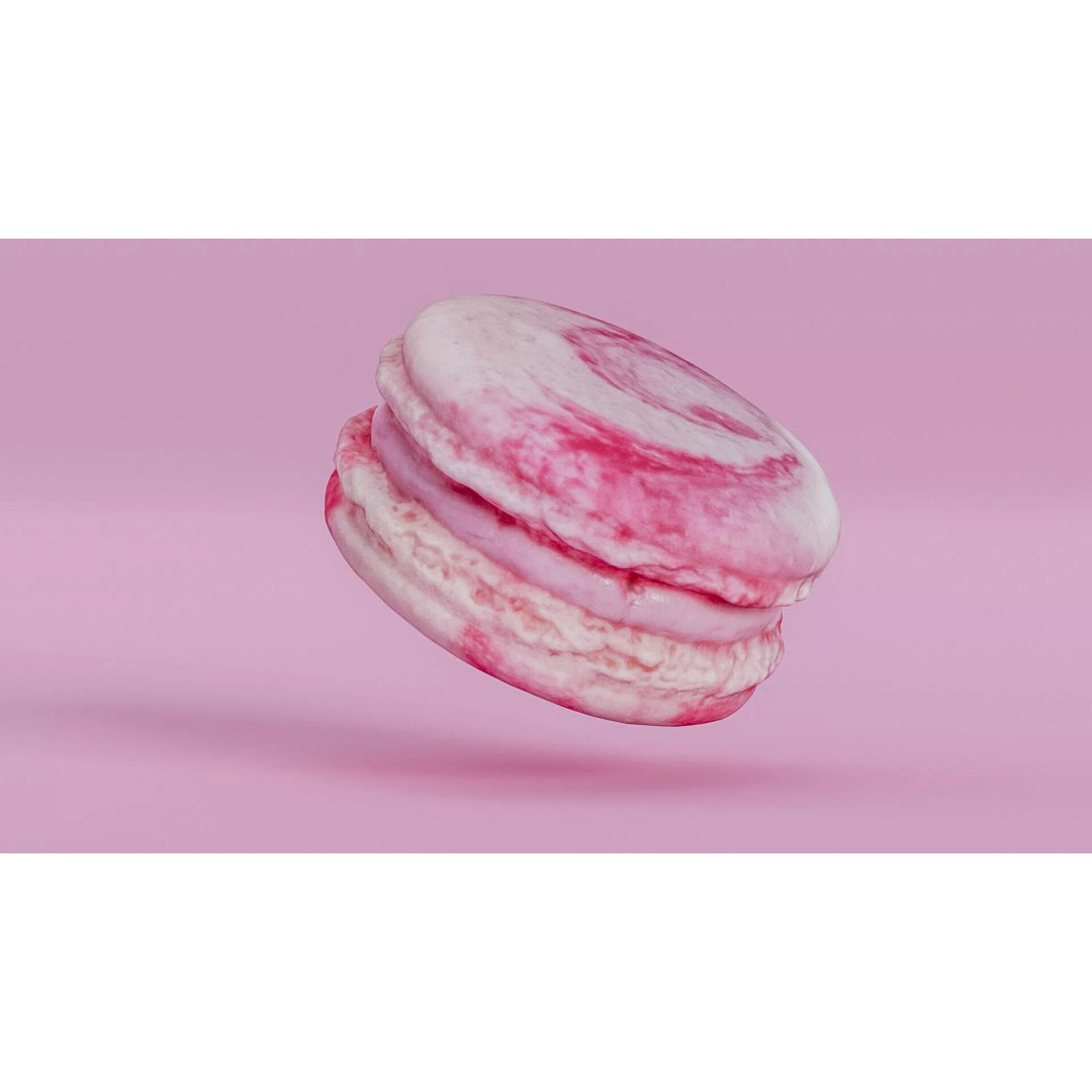 Pink Macaron 3D Model – Low Poly Photogrammetry PBR Asset, FBX - View 14