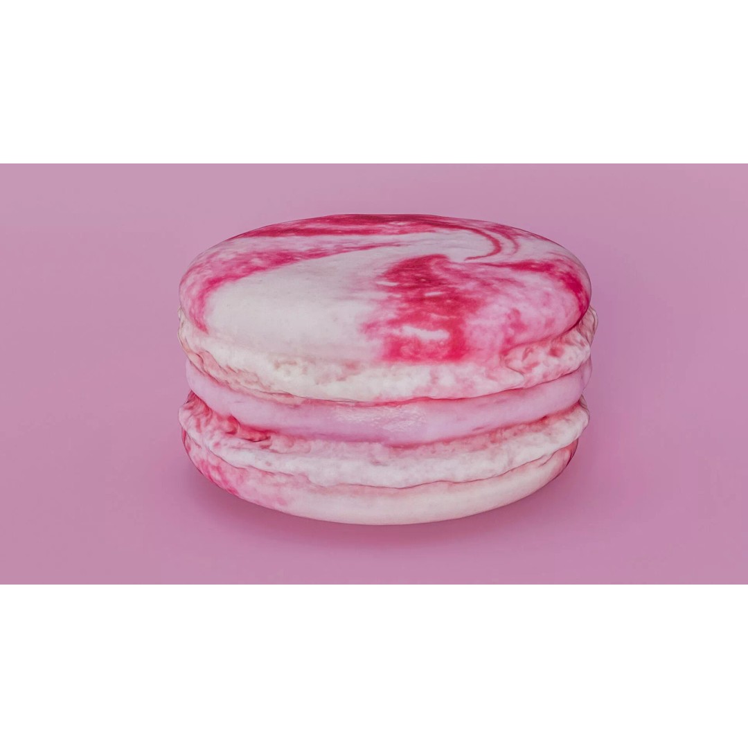 Pink Macaron 3D Model – Low Poly Photogrammetry PBR Asset, FBX - View 2