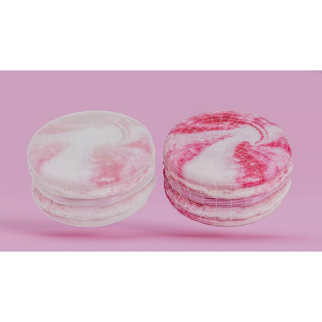Pink Macaron 3D Model – Low Poly Photogrammetry PBR Asset, FBX - View 3