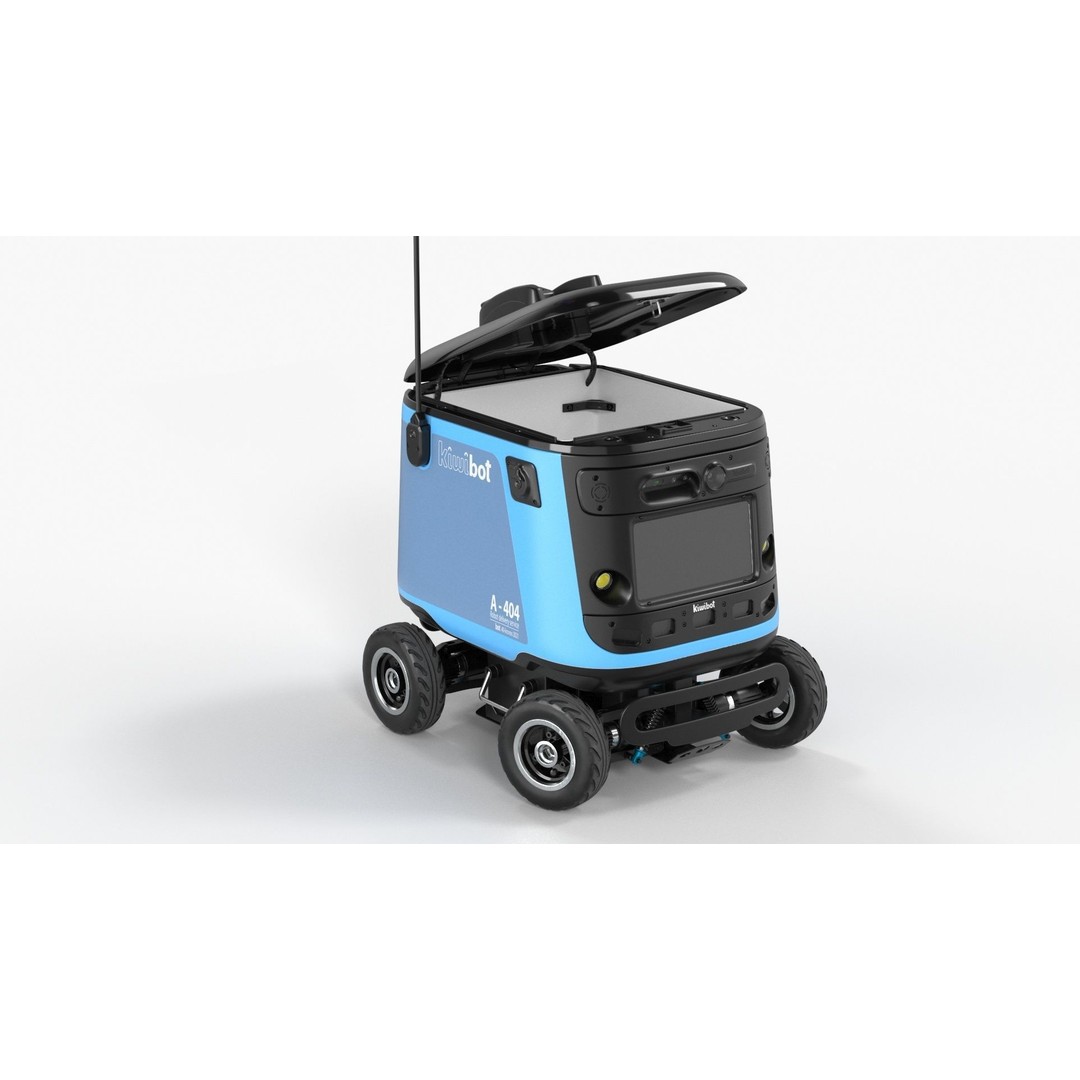 Sleeping Delivery Robot Kiwibot Cyan 3D Model – PBR Textured, Game-Ready Formats - View 13