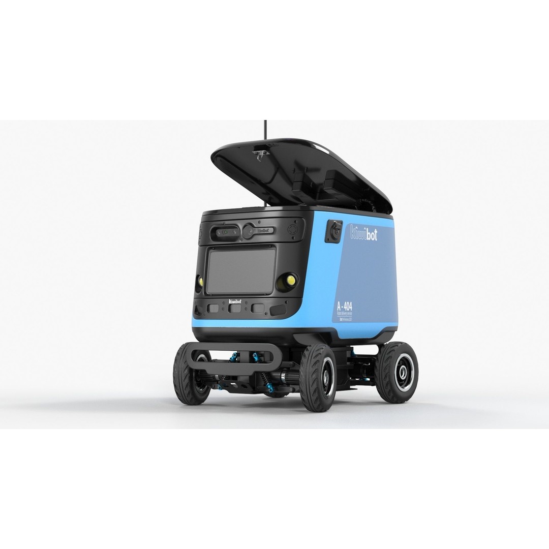 Sleeping Delivery Robot Kiwibot Cyan 3D Model – PBR Textured, Game-Ready Formats - View 17