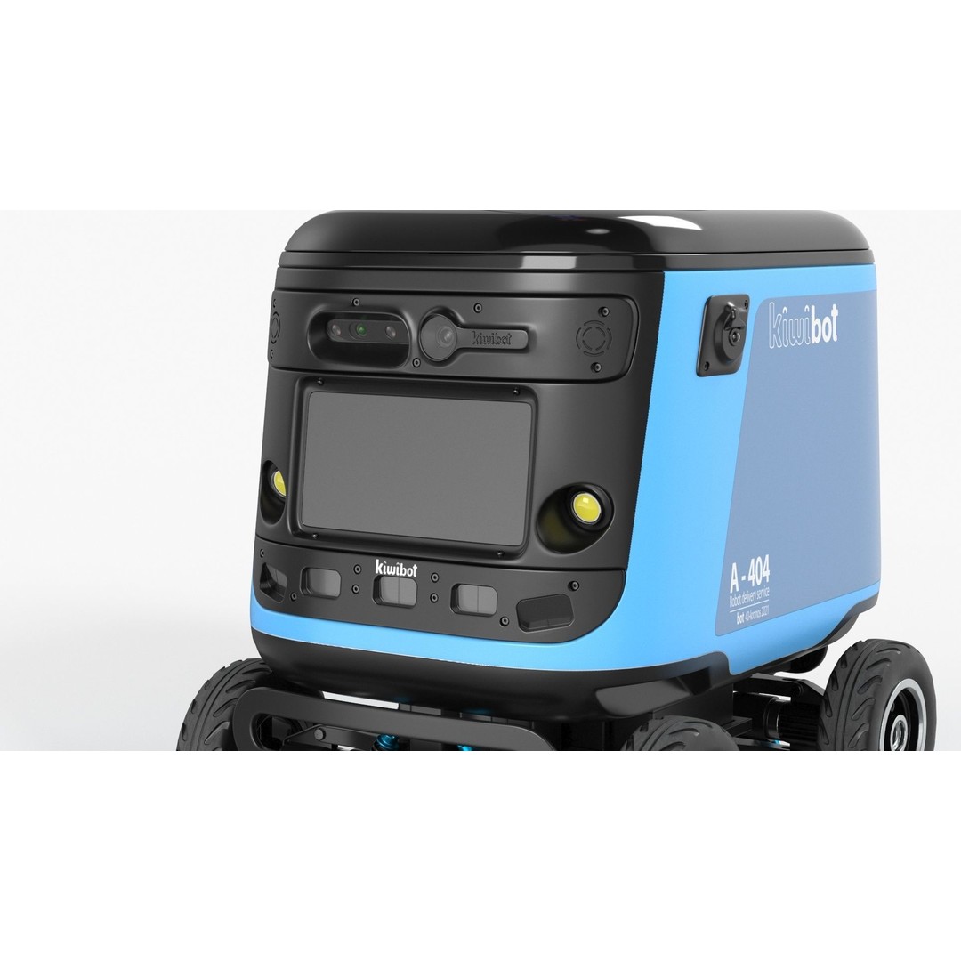 Sleeping Delivery Robot Kiwibot Cyan 3D Model – PBR Textured, Game-Ready Formats - View 19
