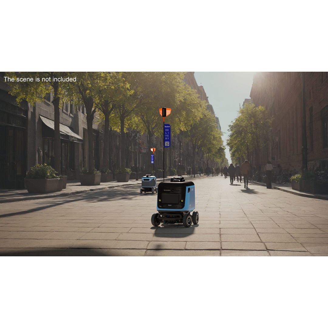 Sleeping Delivery Robot Kiwibot Cyan 3D Model – PBR Textured, Game-Ready Formats - View 2