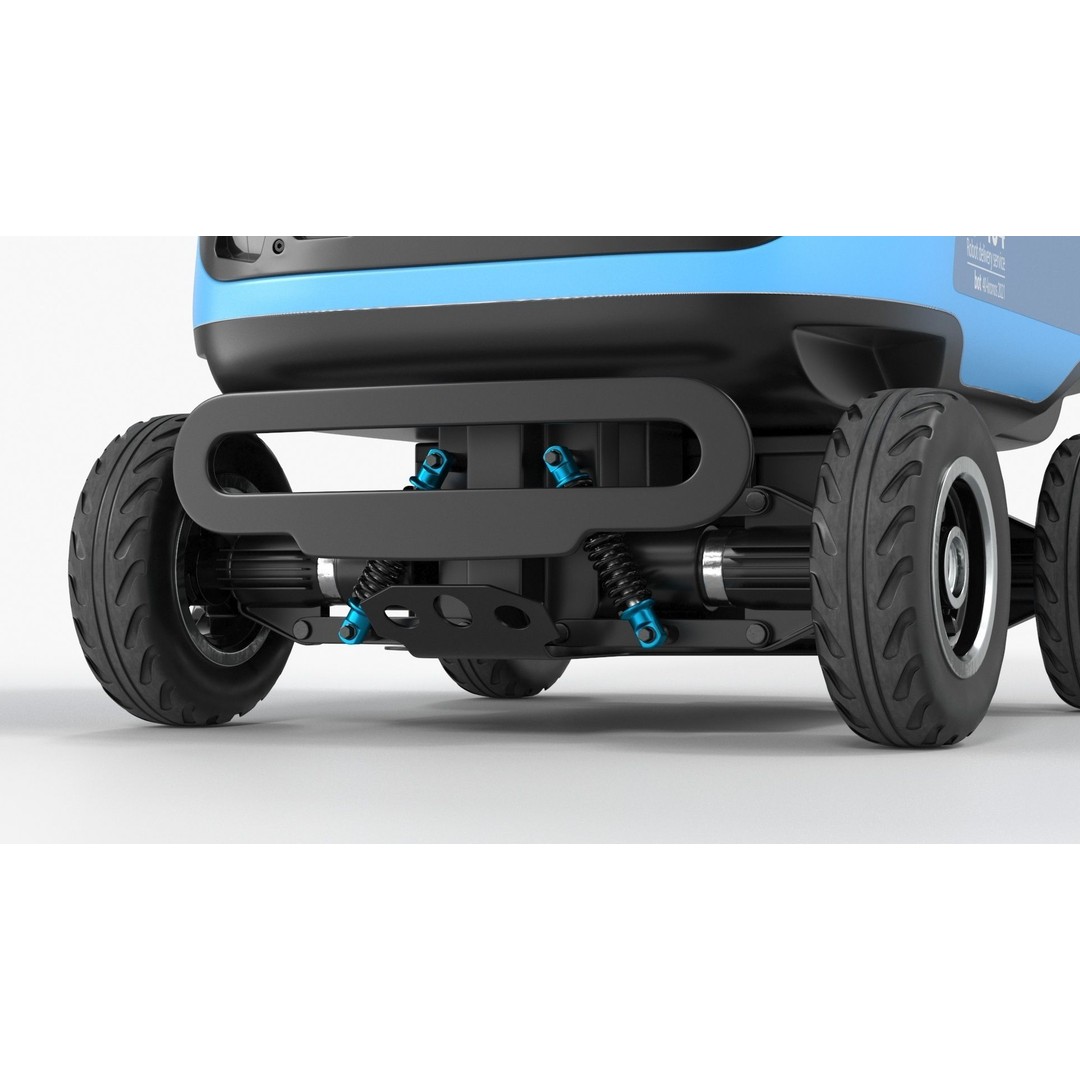Sleeping Delivery Robot Kiwibot Cyan 3D Model – PBR Textured, Game-Ready Formats - View 20