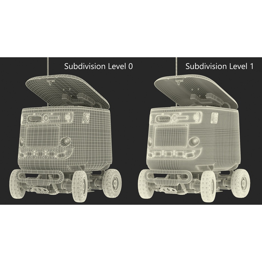 Sleeping Delivery Robot Kiwibot Cyan 3D Model – PBR Textured, Game-Ready Formats - View 23