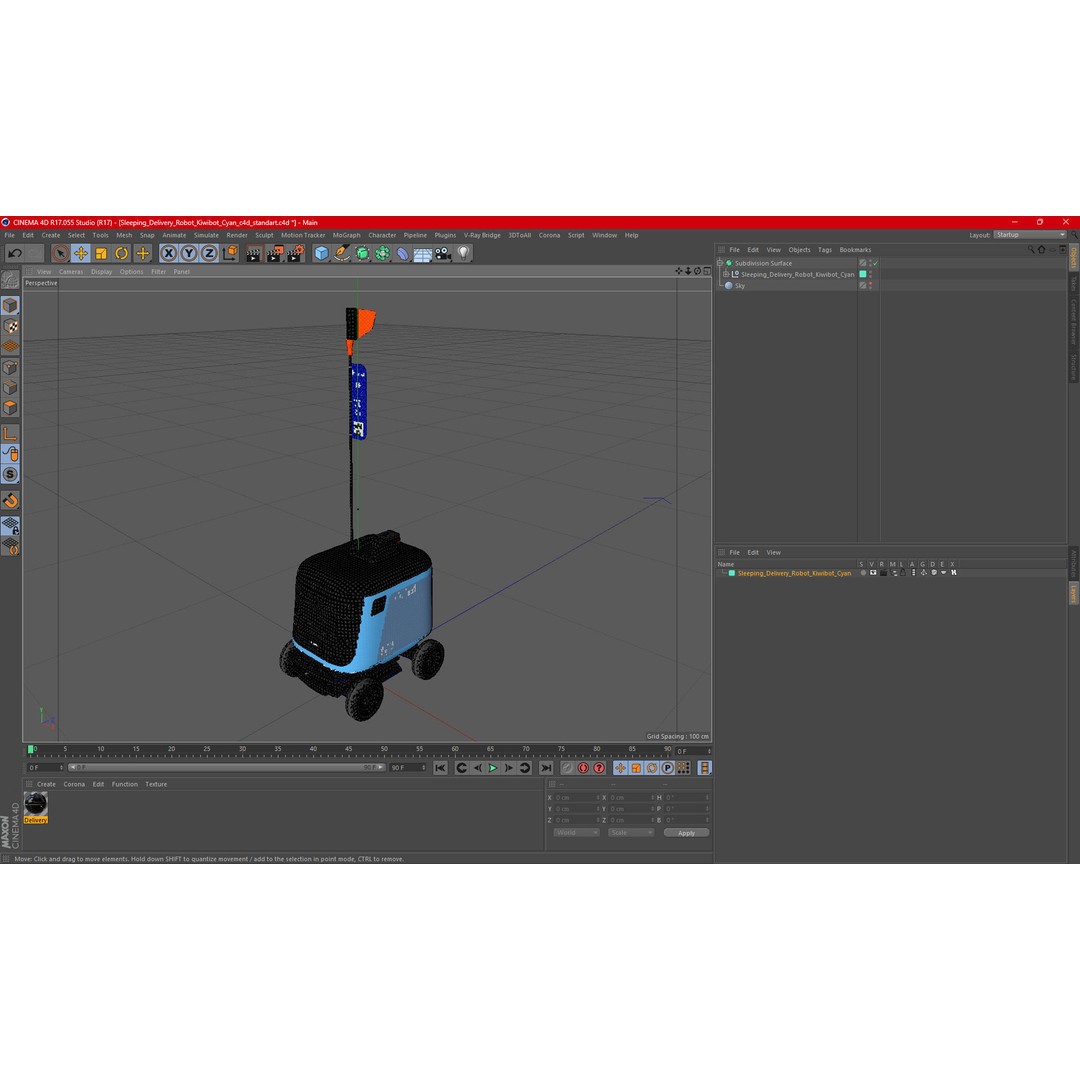 Sleeping Delivery Robot Kiwibot Cyan 3D Model – PBR Textured, Game-Ready Formats - View 27