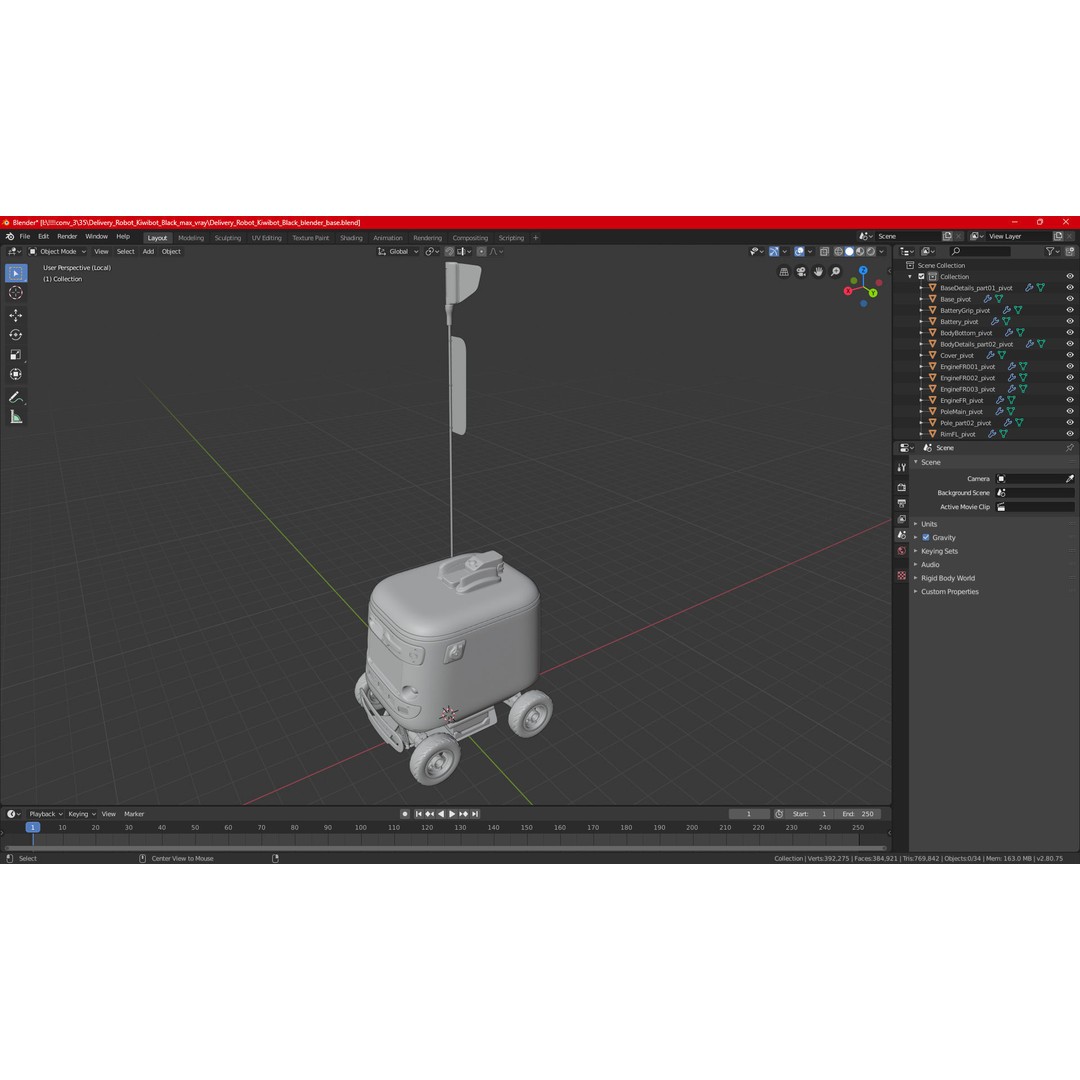 Sleeping Delivery Robot Kiwibot Cyan 3D Model – PBR Textured, Game-Ready Formats - View 29