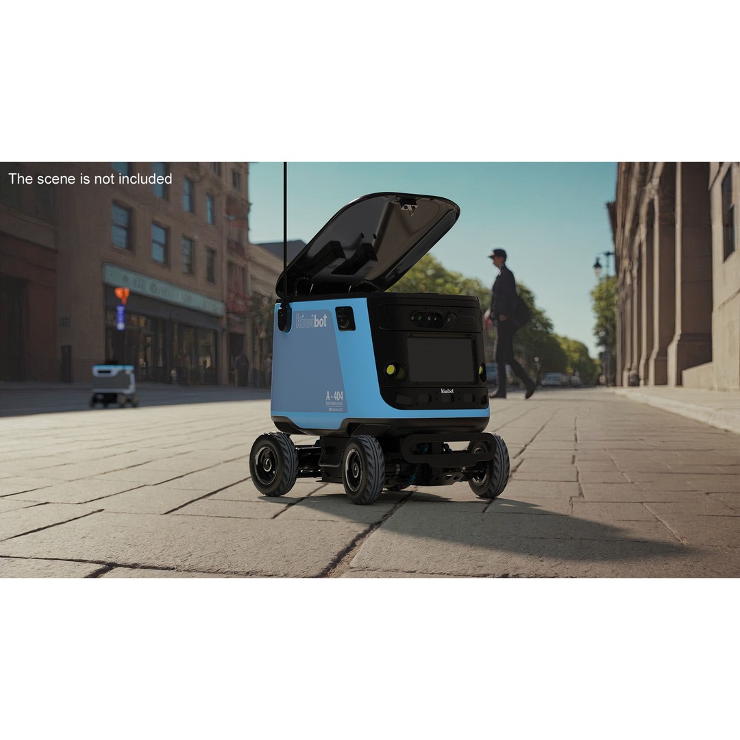 Sleeping Delivery Robot Kiwibot Cyan 3D Model – PBR Textured, Game-Ready Formats - View 3