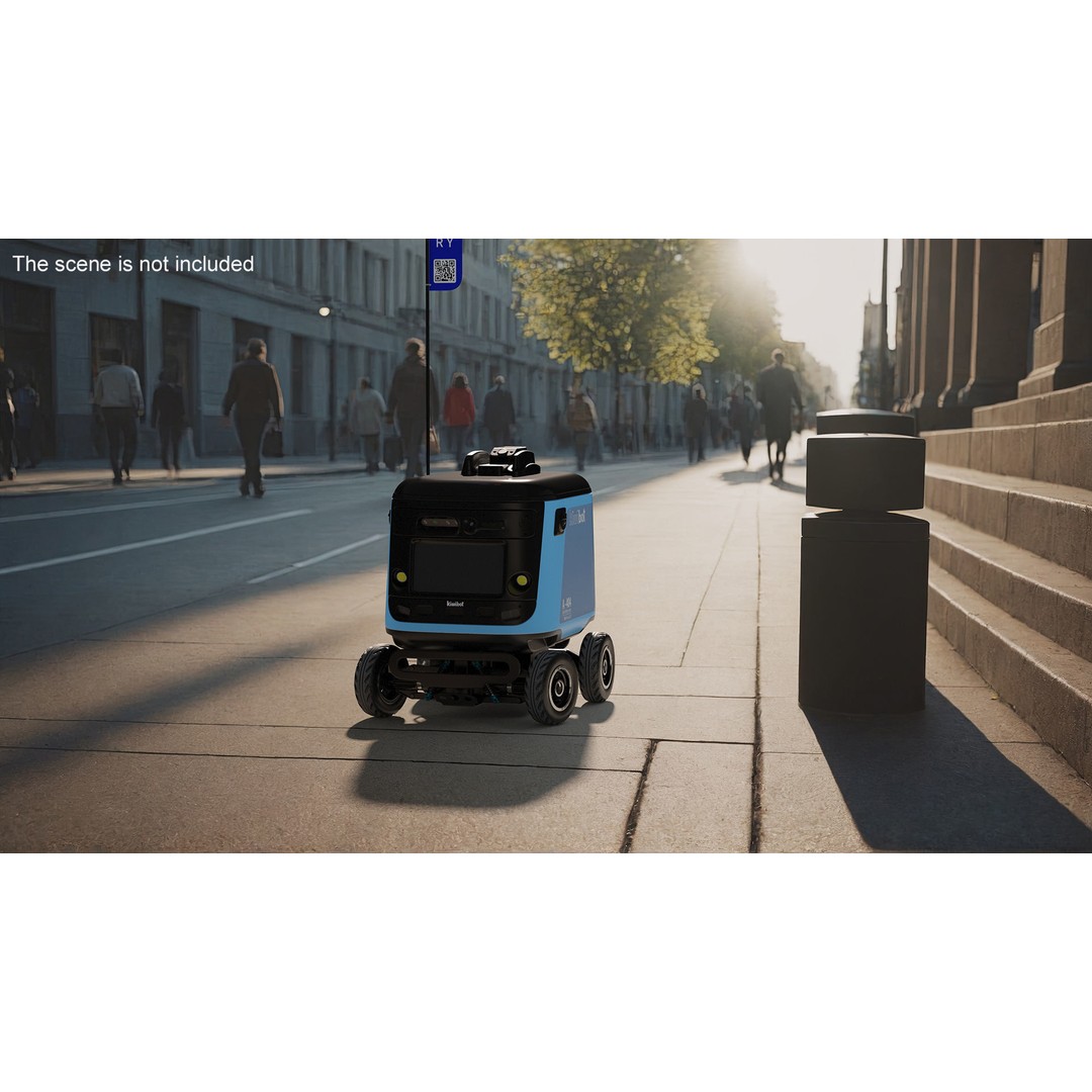 Sleeping Delivery Robot Kiwibot Cyan 3D Model – PBR Textured, Game-Ready Formats - View 4