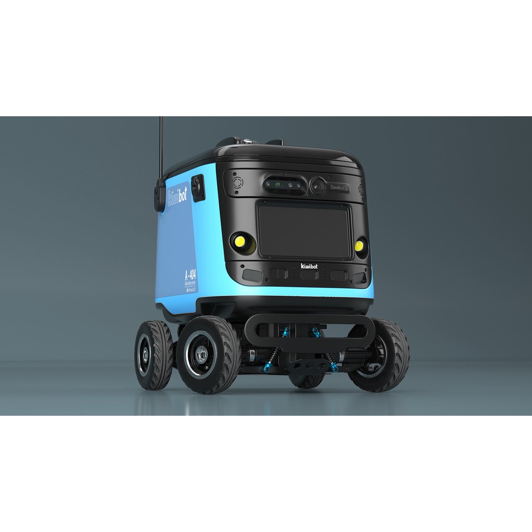 Sleeping Delivery Robot Kiwibot Cyan 3D Model – PBR Textured, Game-Ready Formats - View 5
