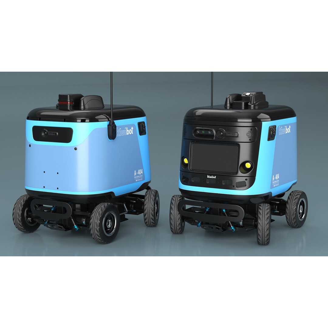 Sleeping Delivery Robot Kiwibot Cyan 3D Model – PBR Textured, Game-Ready Formats - View 6