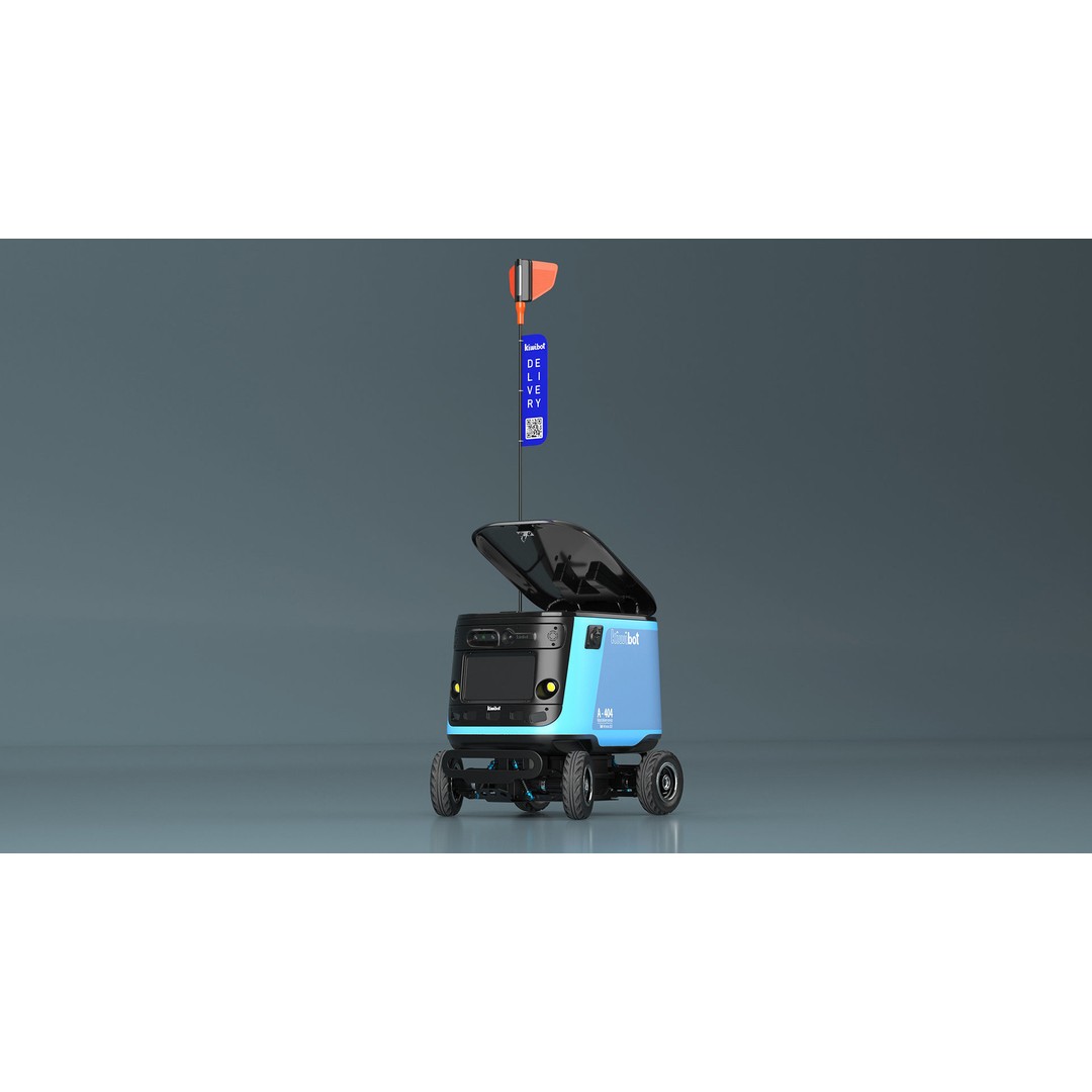 Sleeping Delivery Robot Kiwibot Cyan 3D Model – PBR Textured, Game-Ready Formats - View 7
