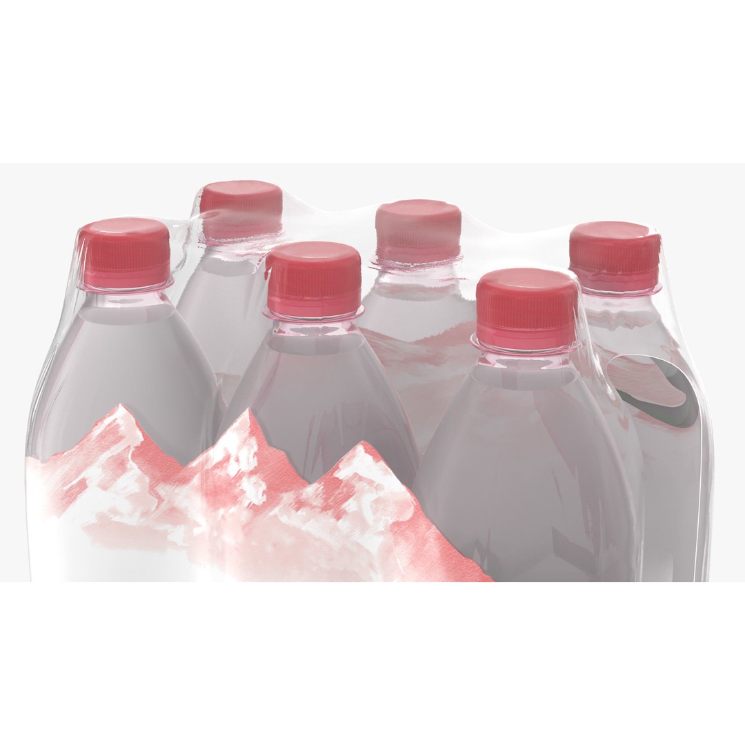 Mineral Water 1L Bottle Pack 3D Model – High Quality Polygonal Asset, FBX - View 10