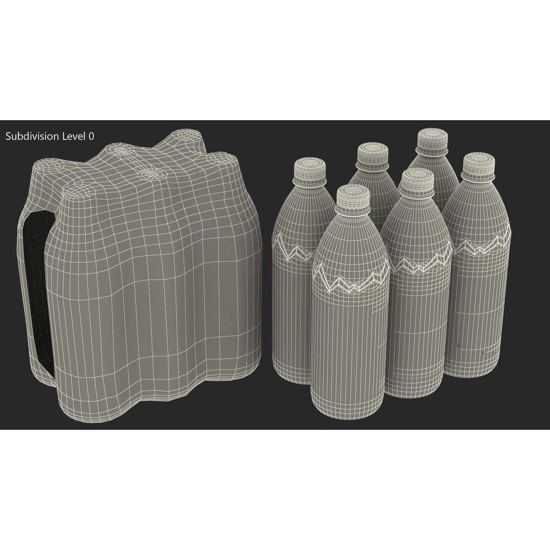 Mineral Water 1L Bottle Pack 3D Model – High Quality Polygonal Asset, FBX - View 18