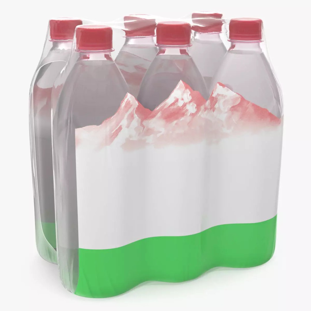 Mineral Water 1L Bottle Pack 3D Model – High Quality Polygonal Asset, FBX - View 2