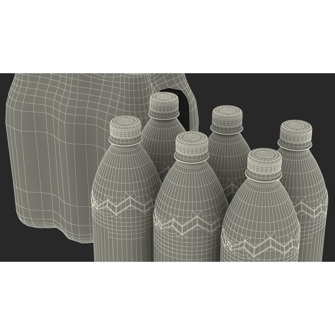 Mineral Water 1L Bottle Pack 3D Model – High Quality Polygonal Asset, FBX - View 30