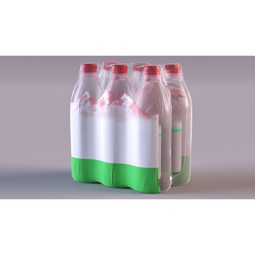 Mineral Water 1L Bottle Pack 3D Model – High Quality Polygonal Asset, FBX - View 5