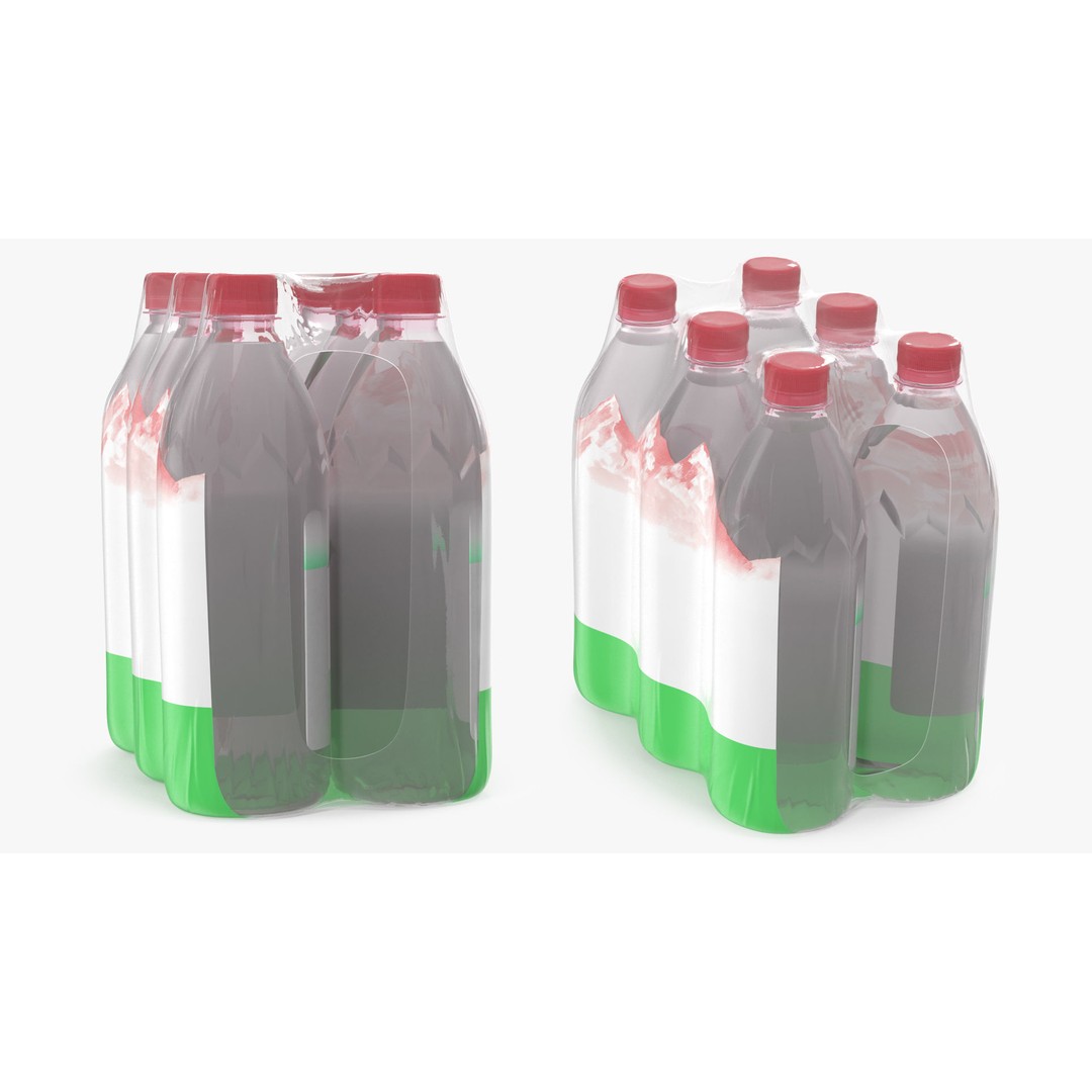 Mineral Water 1L Bottle Pack 3D Model – High Quality Polygonal Asset, FBX - View 7