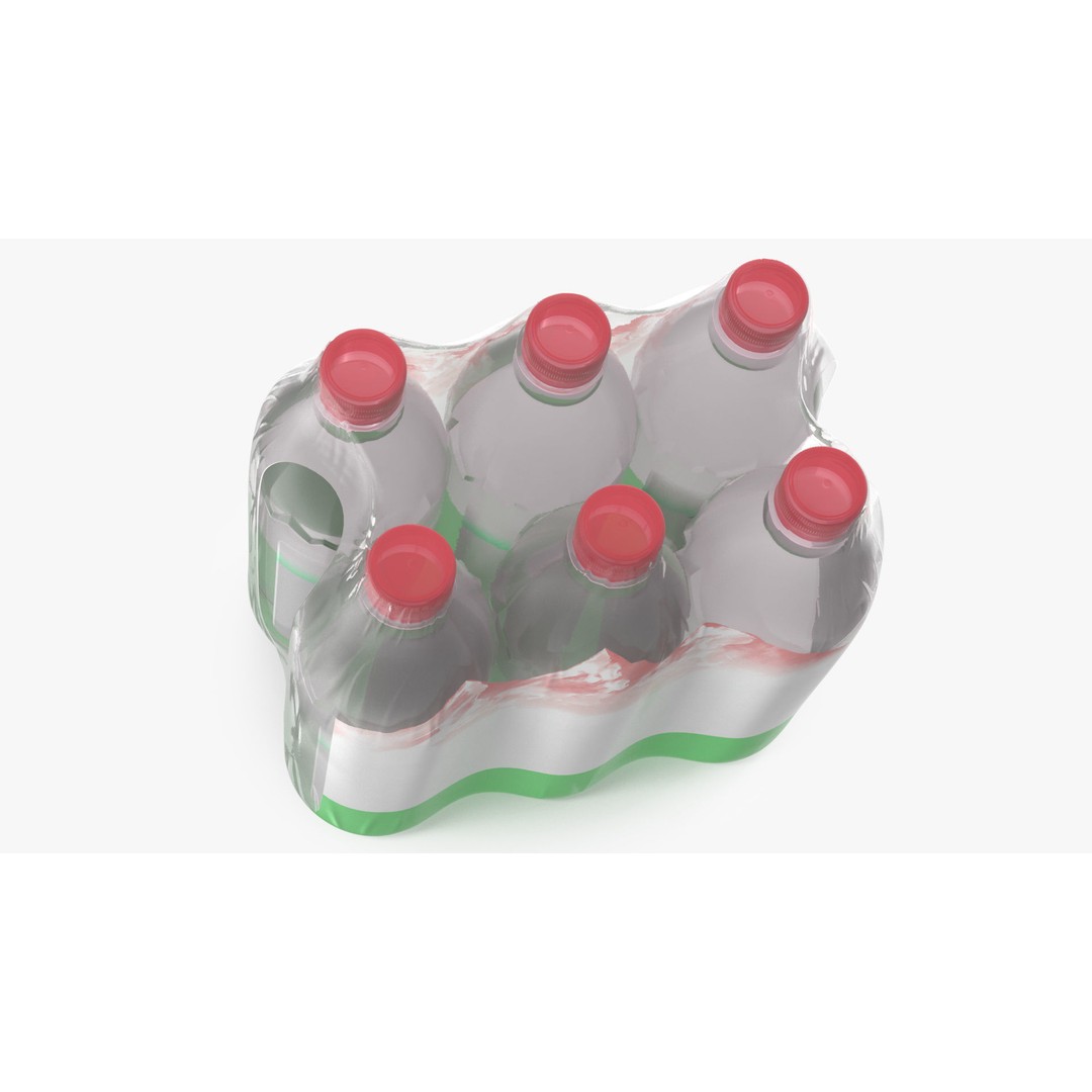 Mineral Water 1L Bottle Pack 3D Model – High Quality Polygonal Asset, FBX - View 8