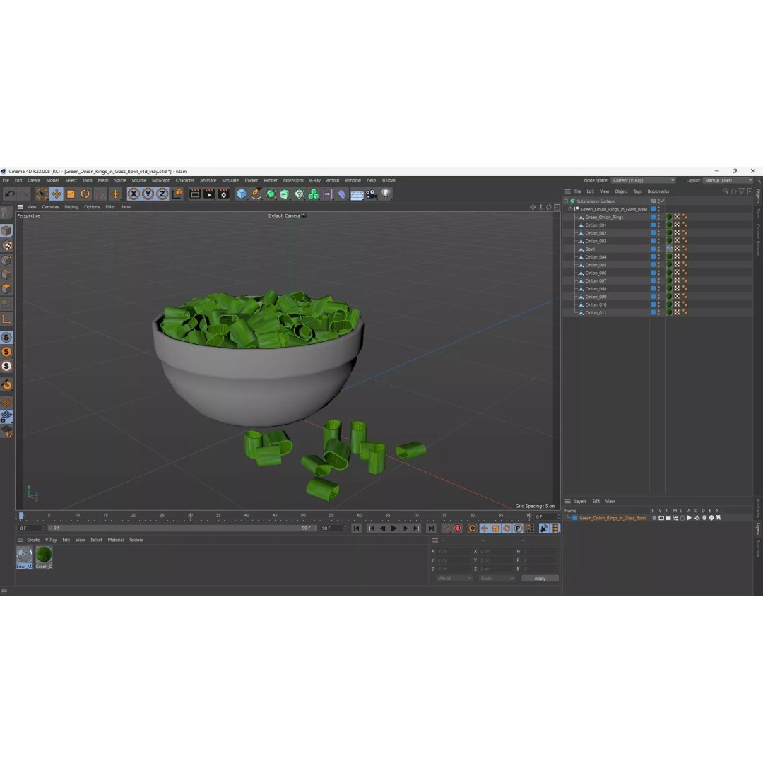 Green Onion Rings 3D Model – PBR Textured Culinary Asset, FBX
