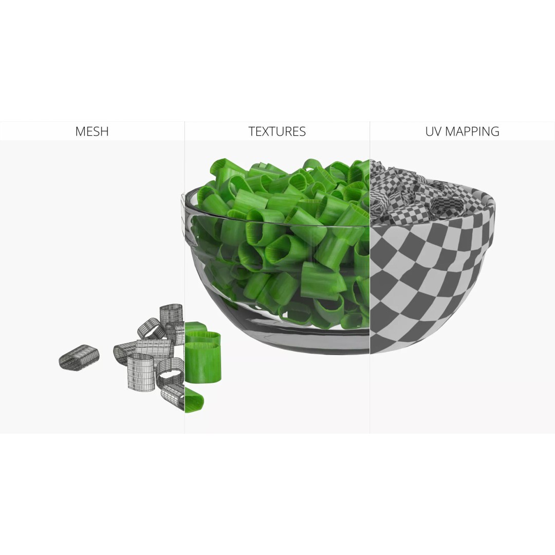 Green Onion Rings 3D Model – PBR Textured Culinary Asset, FBX - View 11