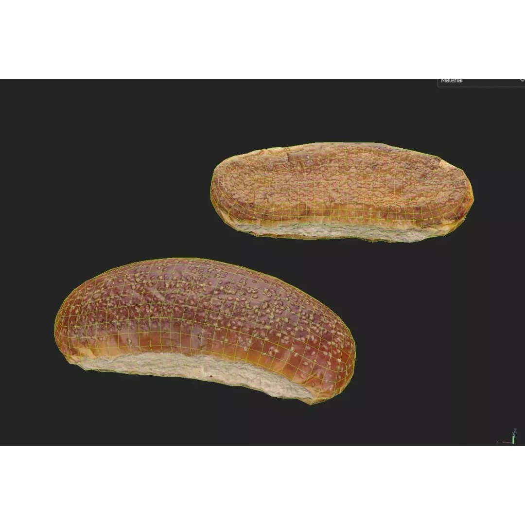 Sandwich Bread 3D Model – Low Poly Game Asset, FBX, PBR Textures - View 3