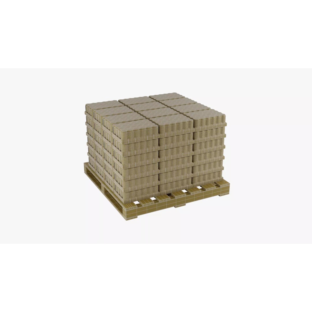 Wooden Pallet 3D Model – PBR Soda Cans Cargo Asset, FBX, Blender - View 12