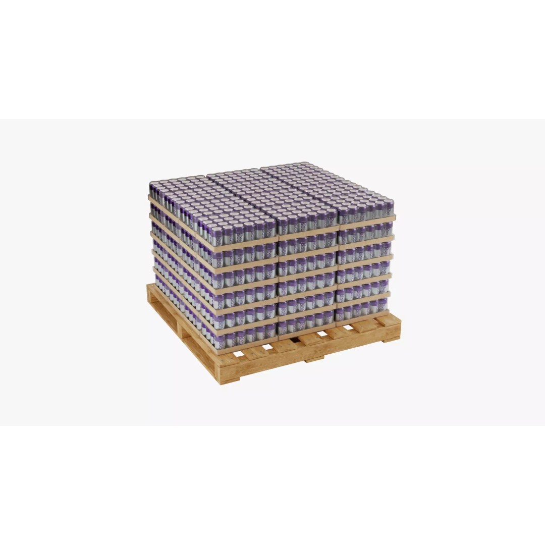 Wooden Pallet 3D Model – PBR Soda Cans Cargo Asset, FBX, Blender - View 2