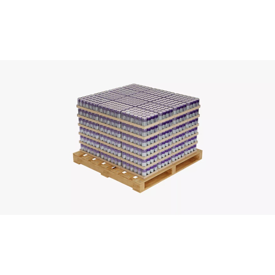 Wooden Pallet 3D Model – PBR Soda Cans Cargo Asset, FBX, Blender - View 3