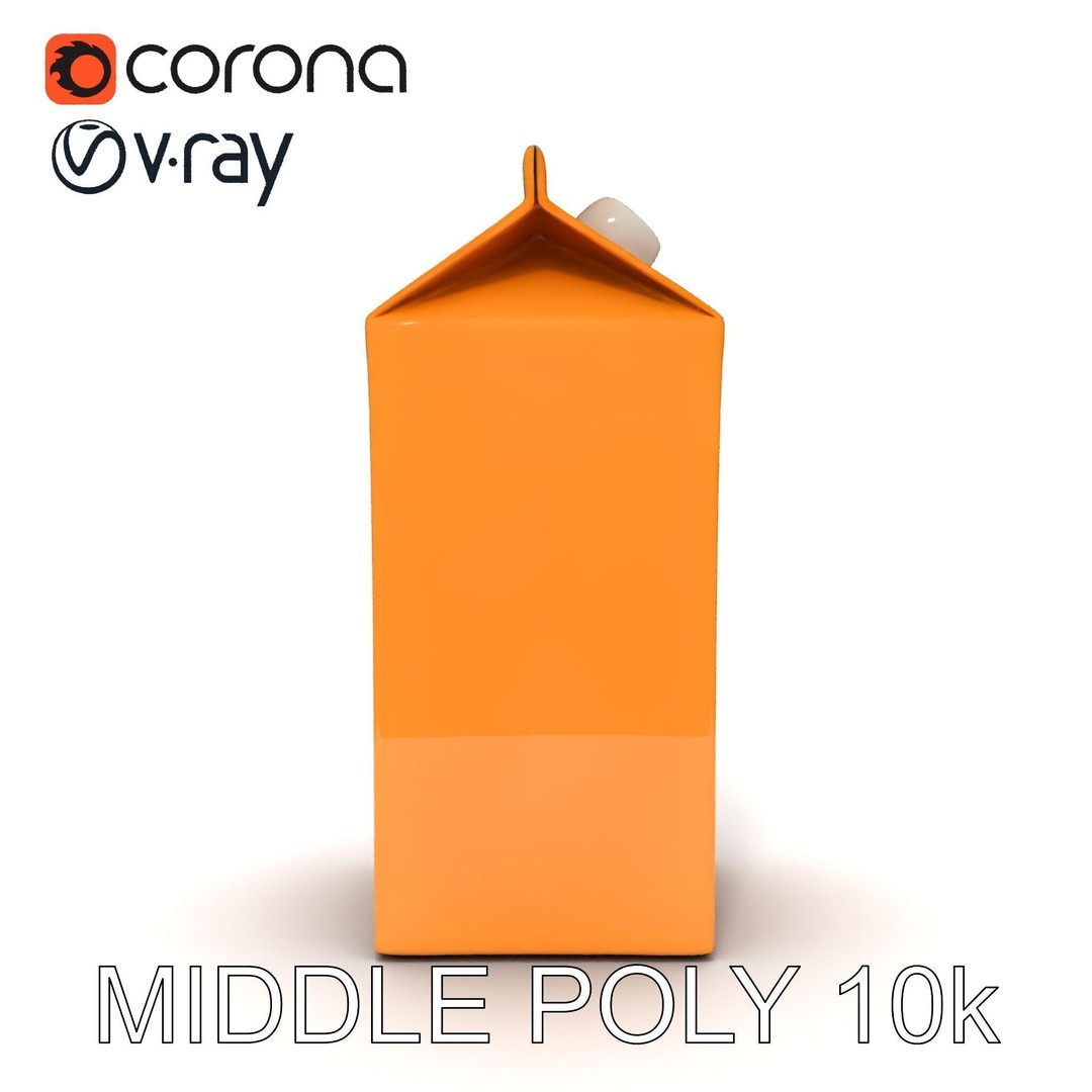 Cardboard Milk Carton 3D Model – Low Poly PBR Asset, FBX - View 10
