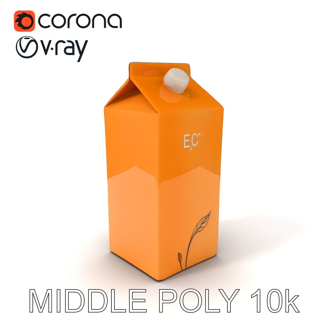 Cardboard Milk Carton 3D Model – Low Poly PBR Asset, FBX - View 13