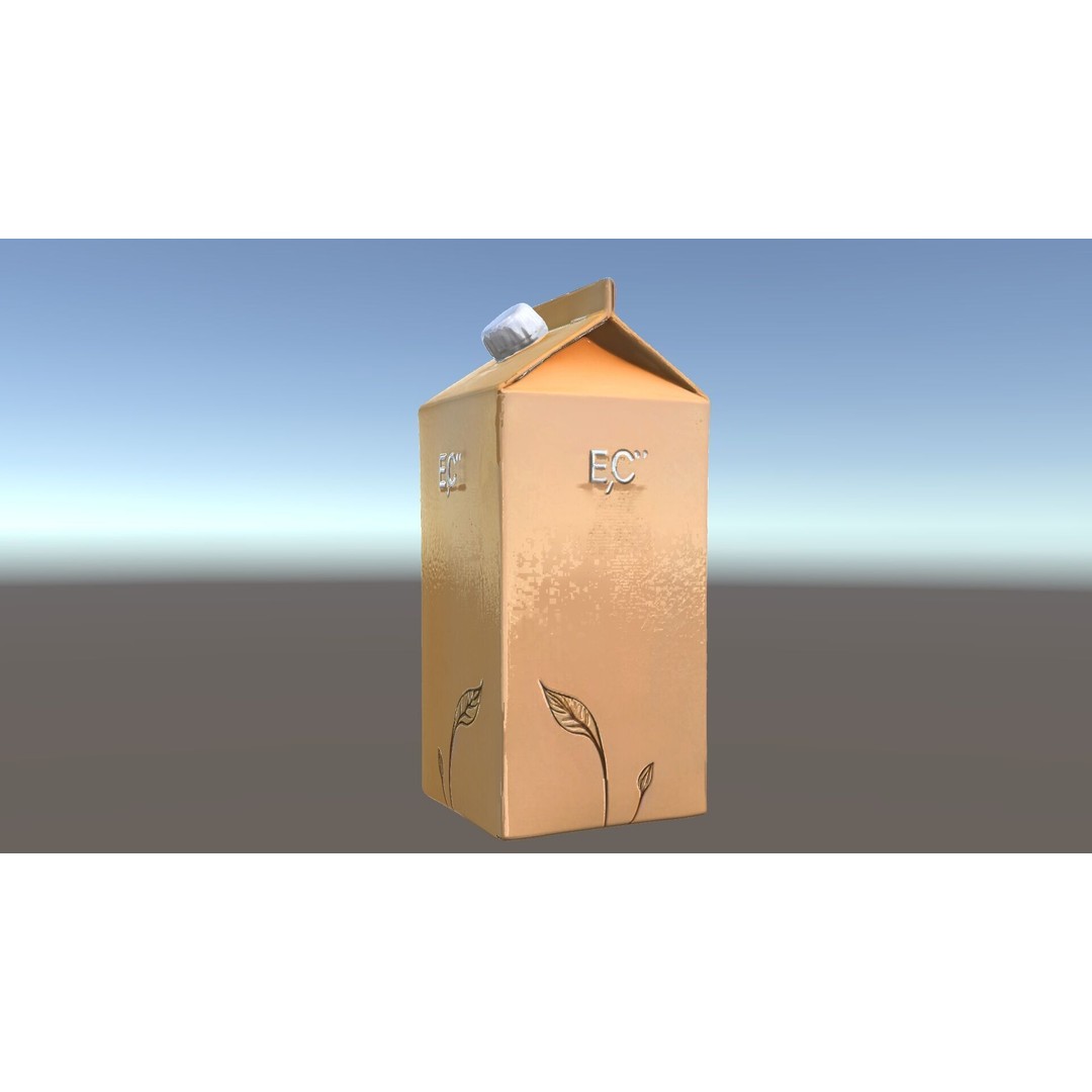 Cardboard Milk Carton 3D Model – Low Poly PBR Asset, FBX - View 14