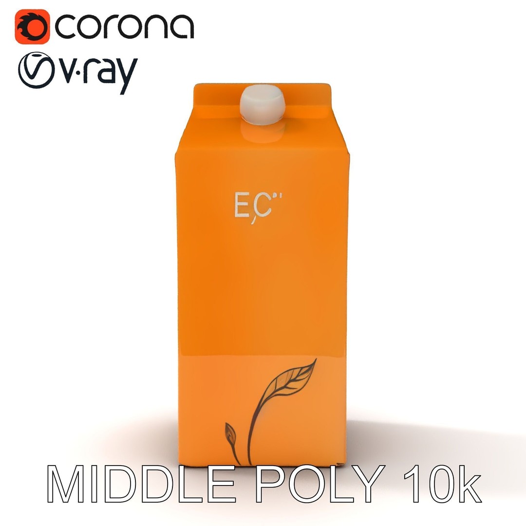 Cardboard Milk Carton 3D Model – Low Poly PBR Asset, FBX - View 18