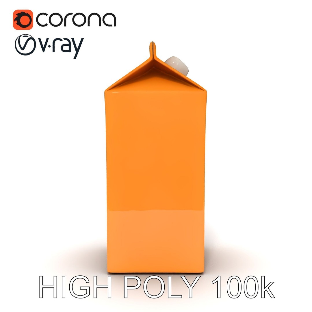 Cardboard Milk Carton 3D Model – Low Poly PBR Asset, FBX - View 19