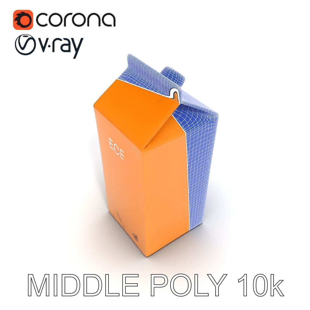 Cardboard Milk Carton 3D Model – Low Poly PBR Asset, FBX - View 20