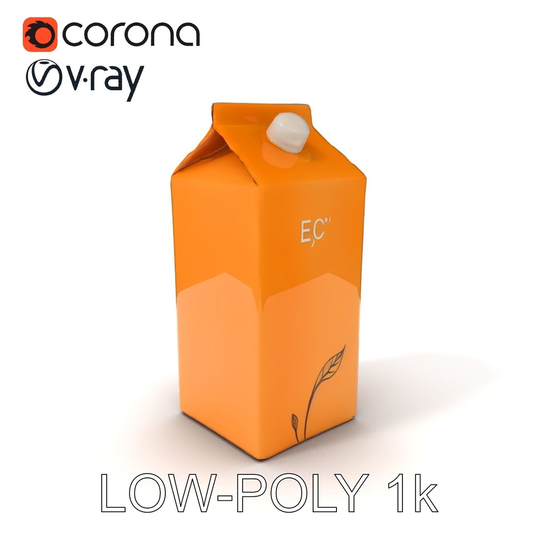 Cardboard Milk Carton 3D Model – Low Poly PBR Asset, FBX - View 21