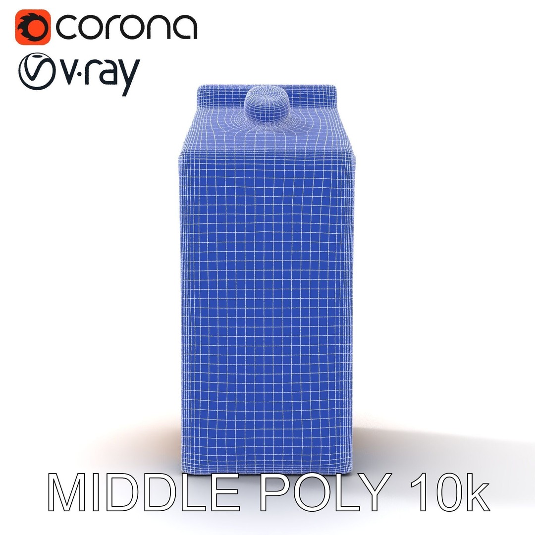 Cardboard Milk Carton 3D Model – Low Poly PBR Asset, FBX - View 30