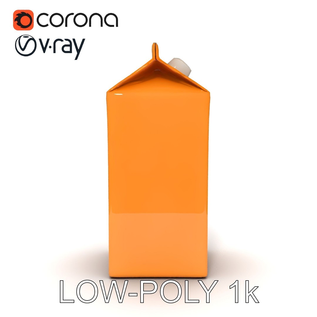 Cardboard Milk Carton 3D Model – Low Poly PBR Asset, FBX - View 32