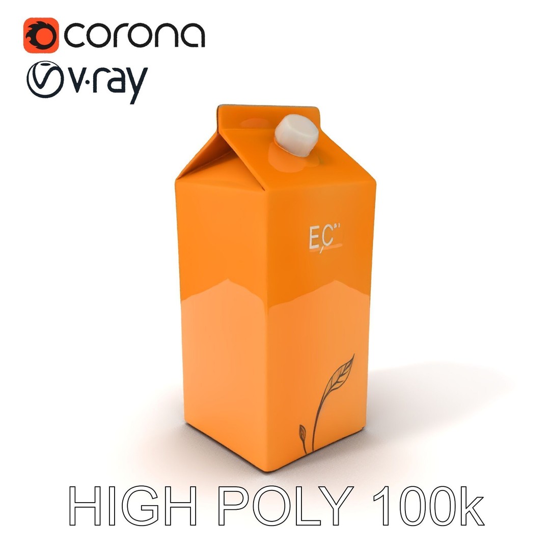 Cardboard Milk Carton 3D Model – Low Poly PBR Asset, FBX - View 33