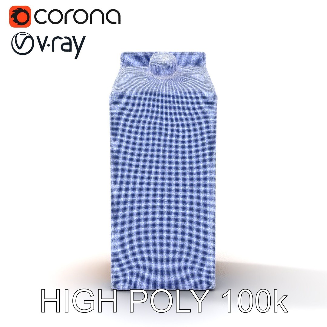 Cardboard Milk Carton 3D Model – Low Poly PBR Asset, FBX - View 35