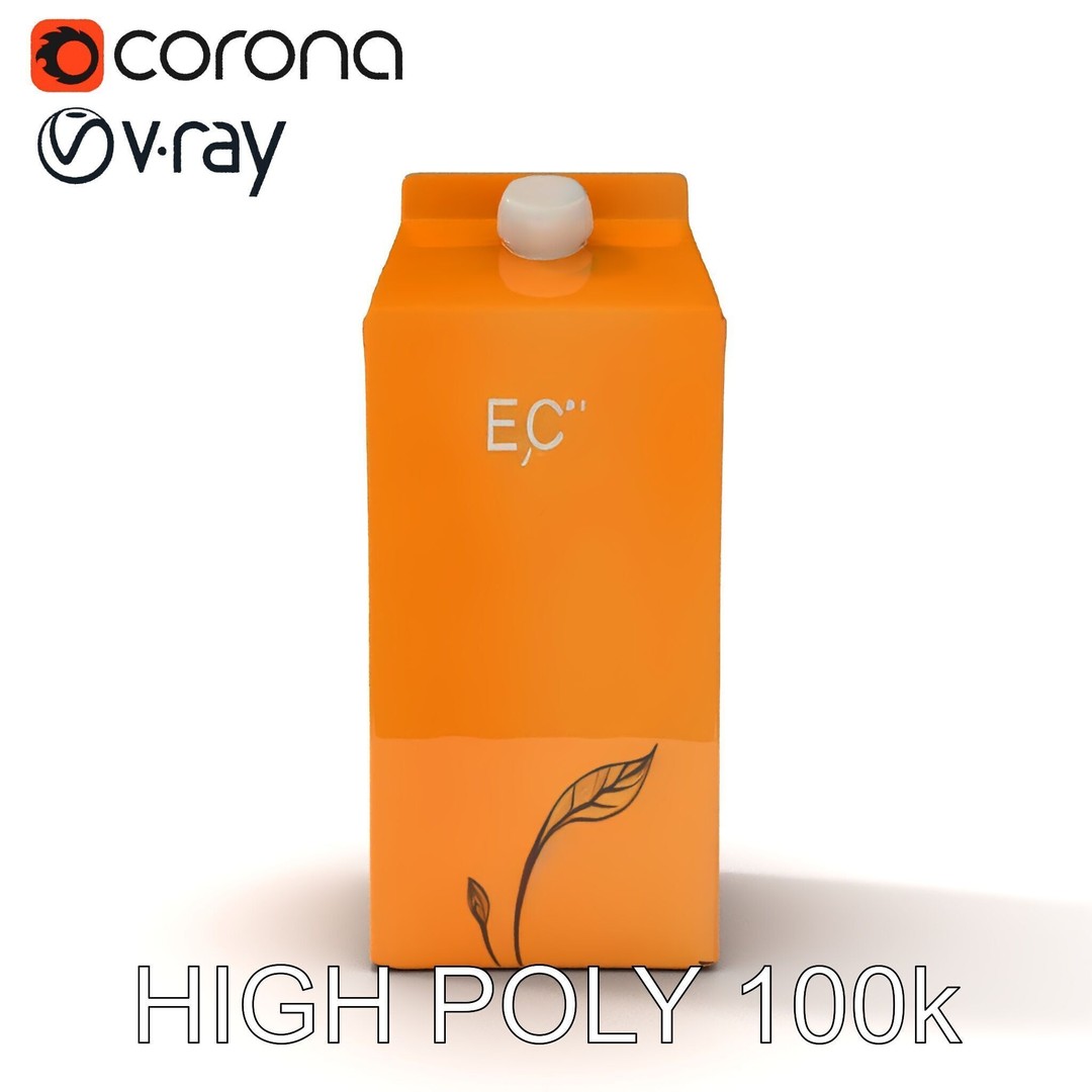 Cardboard Milk Carton 3D Model – Low Poly PBR Asset, FBX - View 8