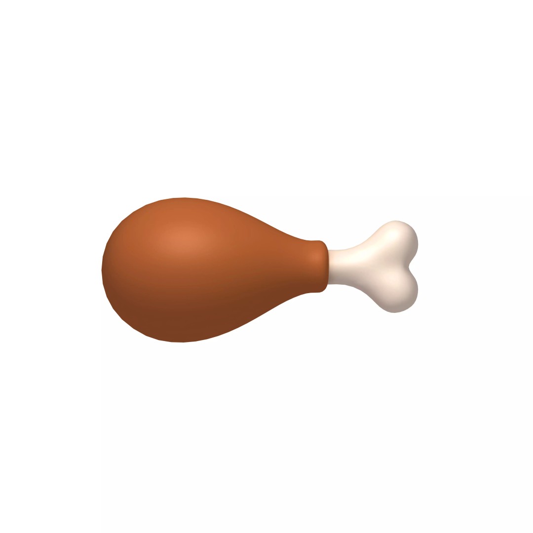 Chicken Leg 3D Model – Cartoon Style, PBR Textures, STL for 3D Printing - View 2